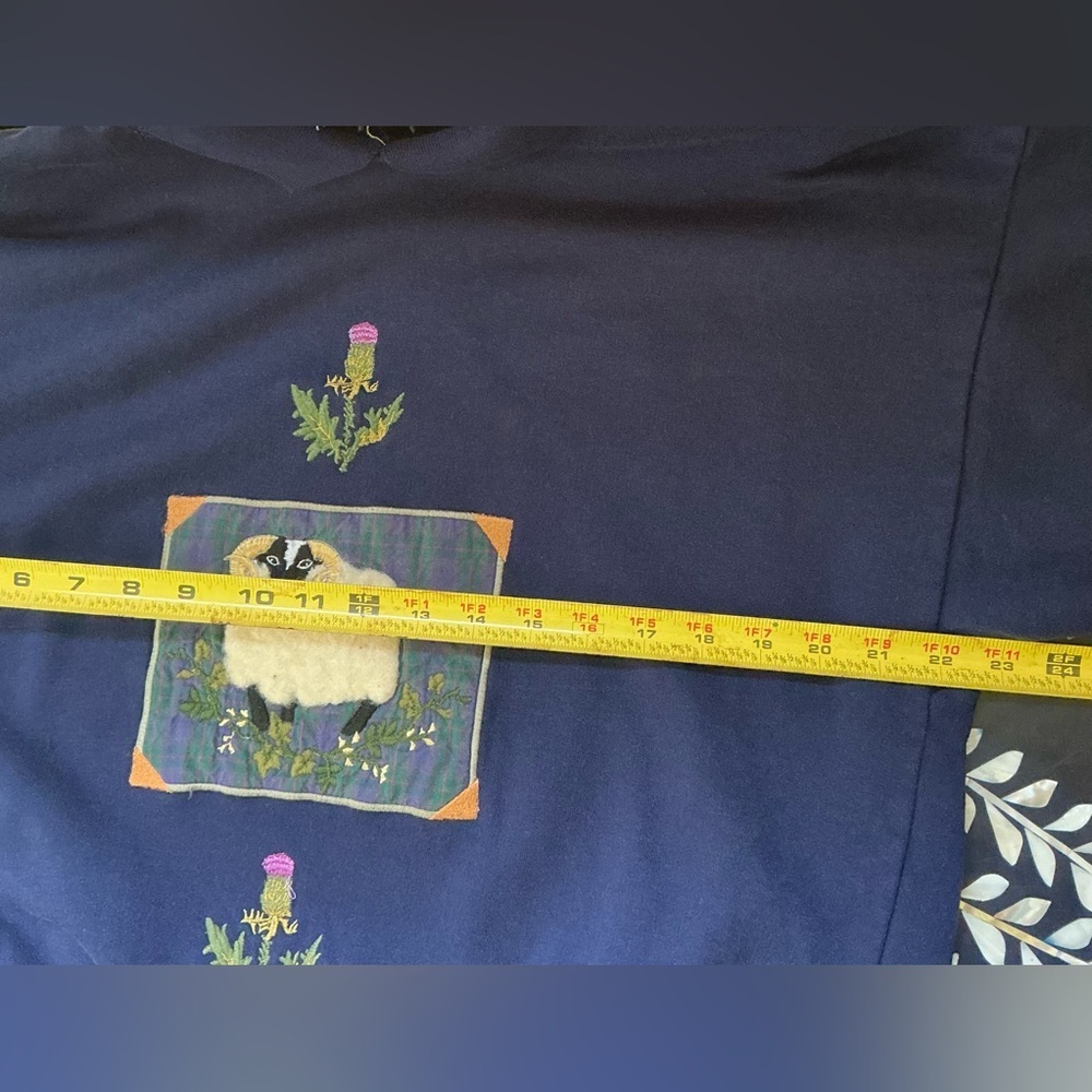 Vintage Sheep Embroidered Collared Sweater‎ UK Made Cottagecore Grandmacore - Picture 6 of 7